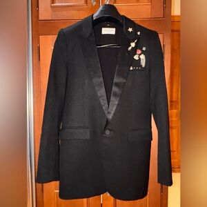 Yves Saint Laurent Black Blazer with Pins Accents